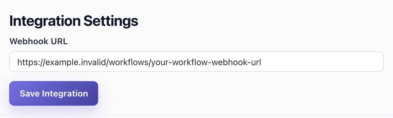 Watchgoose Microsoft Teams integration settings with the Webhook URL field filled in with a placeholder URL and a Save Integration button